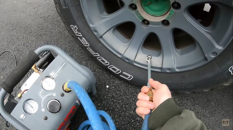 Inflating Tires with Senco PC1010N Air Compressor